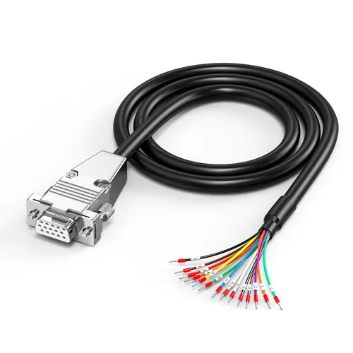 Vista 8 de Conector DB9 macho a cable desnudo, cable serie DB9, cable de extensión serie de 9 pines 26AWG 10FT-3M, los 9 cables equipados con bloques de DB15