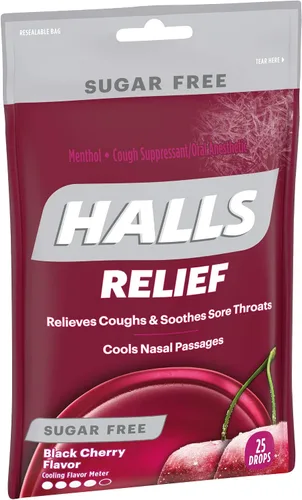 Vista 3 de Halls, Gotas para la tos sin azúcar, cereza negra, 25