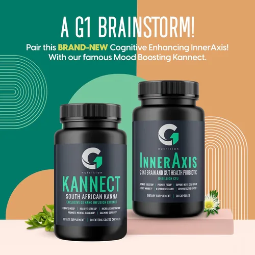 Vista 3 de InnerAxis - Probiótico 2 en 1 para la salud cerebral e intestinal, 10 mil millones de UFC, 8 cepas simbióticas para el intestino, psicobiótico