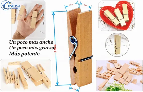 Vista 2 de 30 pinzas de madera grandes, resistentes y resistentes para colgar, al aire libre, manualidades