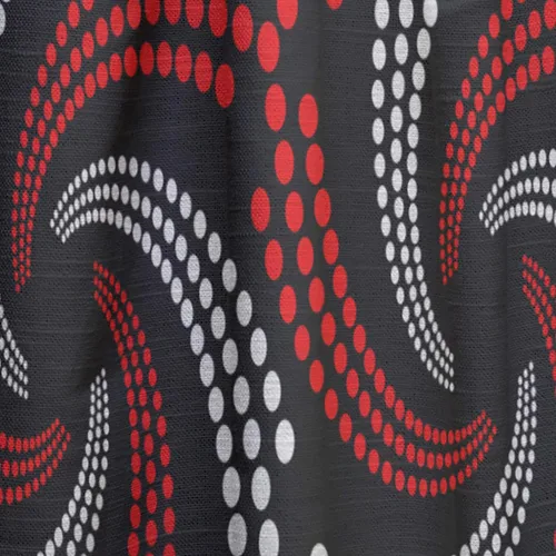 Vista 7 de DesignQ Espirales punteadas retro rojas y blancas - Panel de cortina moderno de mediados de siglo, 52 x 84 pulgadas 19240