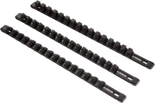 Vista 6 de ARES 70087-Organizador de enchufes de aluminio de 3 piezas, rieles de transmisión de 1/4 pulgadas, 3/8 pulgadas y 1/2 pulgadas con capacidad para 48