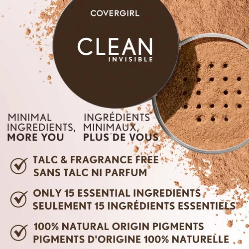Vista 5 de COVERGIRL Clean Invisible - Polvo suelto, polvo fijador, fórmula vegana, luz translúcida, 0.7 onzas (paquete de 2)
