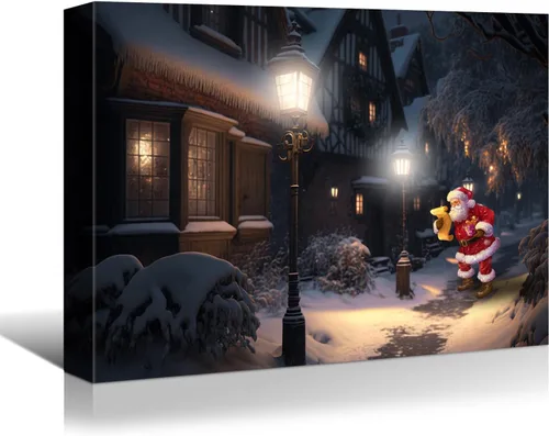 Vista 8 de BANHUA1 Lienzo decorativo de pared de Navidad, pósteres de pintura para decoración del hogar, arte de pared, impresiones en lienzo HD