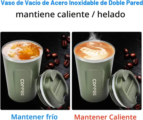 Vista 7 de CS COSDDI - Vaso térmico de acero inoxidable de 12 onzas con aislamiento al vacío, taza de viaje de café a prueba de derrames con tapa