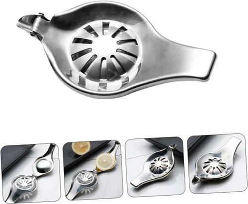 Vista 7 de NUOBESTY Exprimidor manual de limón de acero inoxidable, exprimidor de frutas resistente, prensa de cítricos multifuncional para uso doméstico