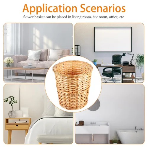 Vista 5 de PRETYZOOM Cesta de almacenamiento tejida moderna para arreglos florales, papelera decorativa para dormitorio, sala de estar