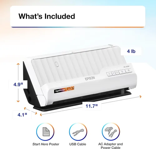 Vista 9 de Epson RapidReceipt RR-400W - Escáner de documentos y recibos de impuestos de 2 caras compacto inalámbrico a color con software de gestión de datos