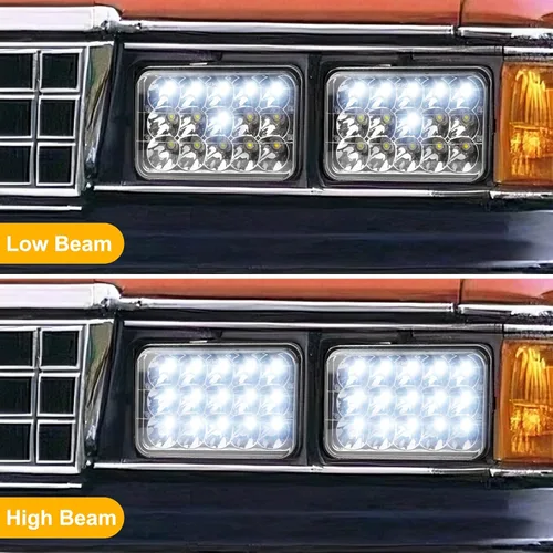 Vista 6 de Faros delanteros LED rectangulares de 4 x 6 pulgadas, 2 piezas con enchufe H4 – Compatible con Peterbilt, Kenworth, Freightliner, Ford Probe, Chevy