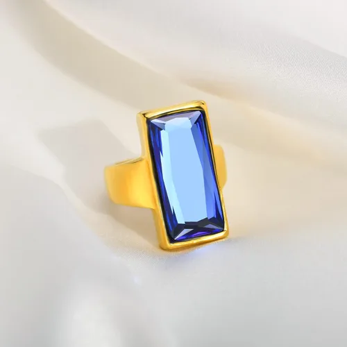 Vista 4 de VNOX Anillo de ónix rectangular de acero inoxidable chapado en oro de cristal negro vintage para mujer