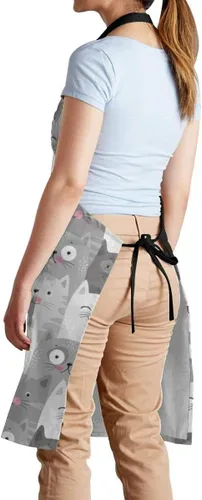 Vista 3 de Waldeal Delantales con diseño de gatos lindos para mujeres con bolsillos, regalos de cumpleaños de Navidad para hombres, chef, mamá, papá, esposa