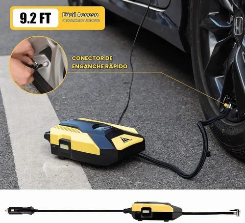 Vista 5 de Inflador digital de neumáticos de 12 V CC Bomba de compresor de aire portátil para neumáticos de automóvil, apagado automático de 150 PSI