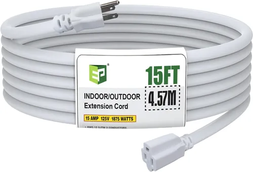 Vista 50 de EP 50 Ft Heavy Duty Outdoor Extension Cord, 12/3 SJTW Black 3-Prong Negro