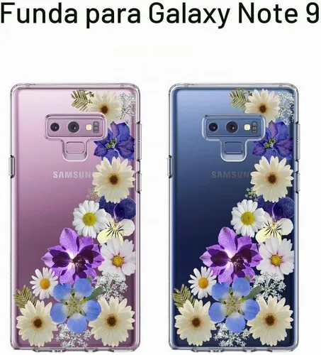 Vista 2 de Unov Funda para Galaxy Note 9 transparente con diseño en relieve, flor de Flower Blossom