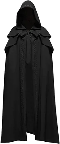 Vista 2 de Capa renacentista con capucha, capa de bruja medieval con capucha, disfraz gótico unisex