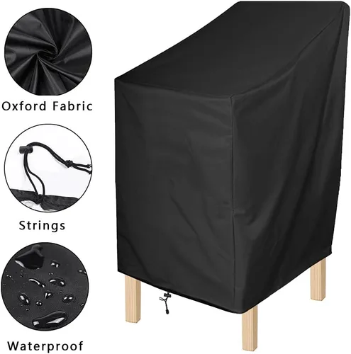 Vista 2 de ANMINY - Fundas impermeables para sillas de patio, color negro, Negro