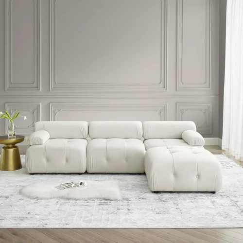 Vista 14 de KEVINSPACE Sofá modular modular de 4 asientos de 100.4 pulgadas con tumbona reversible en forma de L, sofá modular modular para sala de estar 100.4