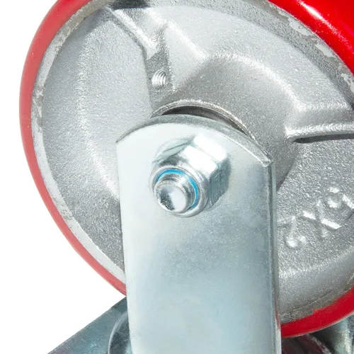 Vista 8 de Nisorpa Juego de 4 ruedas giratorias de acero de 6 pulgadas, ruedas giratorias de poliuretano rojo con cerradura para remolque industrial, muebles