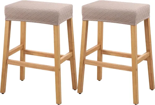 Vista 26 de YISUN Fundas de taburete rectangulares, paquete de 2 fundas elásticas impermeables para asiento de silla de montar, taburetes de bar, sillas de bar