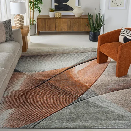 Vista 42 de SAFAVIEH Hollywood Collection - Alfombra decorativa de 2 pies 3 pulgadas x 4 pies, beige y azul, diseño moderno de mediados de siglo, no desprende