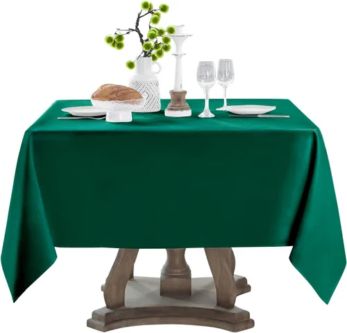 Vista 31 de Mantel Cuadrado 52 x 52 Pulgadas Manteles Negros Resistente a Manchas y Arrugas Lavable de Poliéster para Fiestas, Buffets y Bodas Mantel