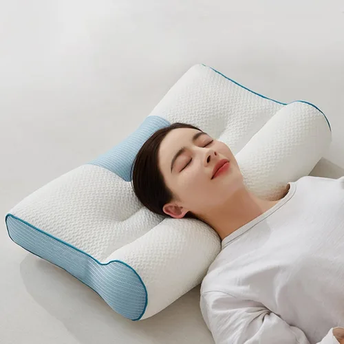 Vista 12 de Almohada cómoda de apoyo cervical para mejorar el sueño, almohada cervical mejorada 2025 mejorada para mejorar el sueño cervical para dormir Azul