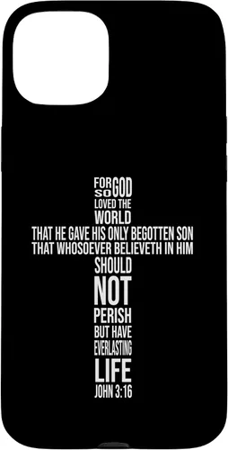 Vista 9 de Christian Cross John 3:16 Bible Verse Faith-Based Easter Case for iPhone 16