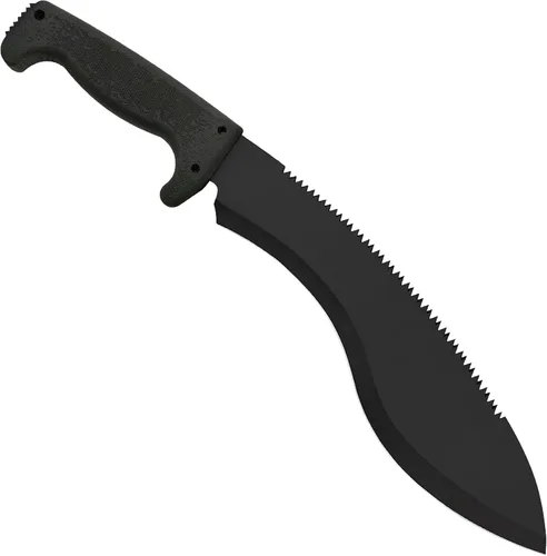 Vista 4 de SOG SOGfari - Machete Kukri MC11-N de 12 pulgadas, hoja negra rígida con parte trasera de sierra, mango de goma, funda de nailon