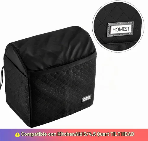 Vista 6 de HOMEST Cubierta antipolvo para batidora de pie para cabezal inclinable Negro (acolchado)