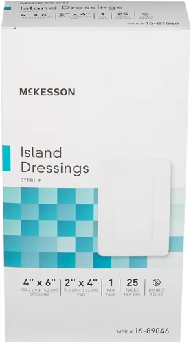 Vista 7 de McKesson Aderezo para islas, Estéril, Polipropileno, Blanco, 4 x 6 in, 25 ct Polipropileno / Rayón