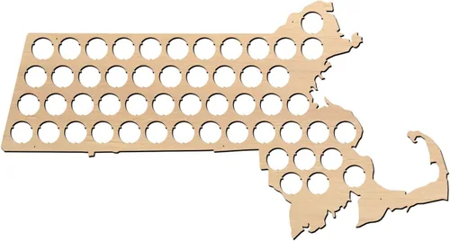Vista 9 de Mapa con tapas de cerveza, 50 estados, Madera