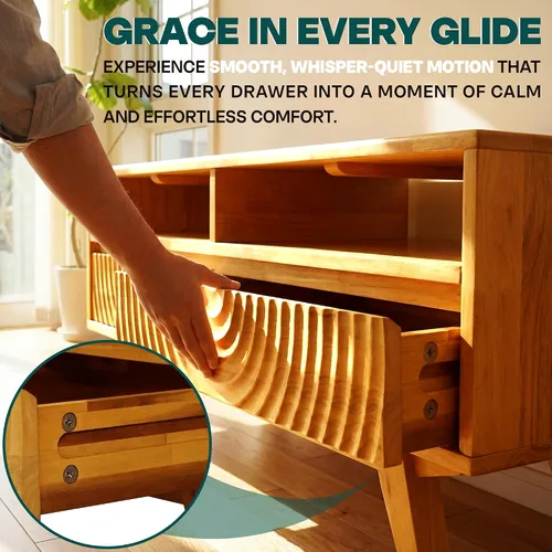 Vista 4 de Acacia Harmony - Mesa auxiliar de madera maciza de 47 pulgadas con estante