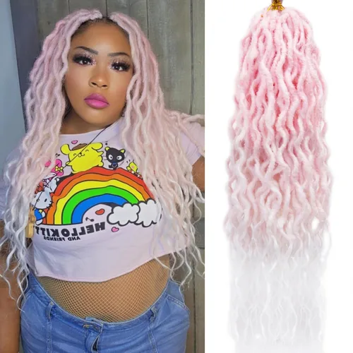 Vista 61 de Rizos de cabello sintético tejido en crochet de 16 pulgadas, 8 paquetes, Rizos de cabello tejido en crochet pre-enlazados con extremos rizados
