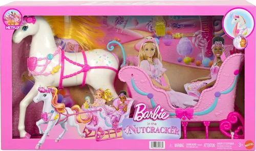Vista 6 de Barbie en el Cascanueces Tierra de Dulces Caballo y Trineo