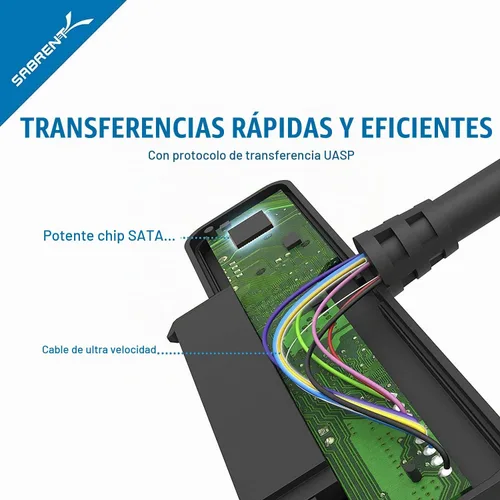 Vista 6 de SABRENT Cable adaptador USB 3.1 a 2.5 pulgadas SATA SSD/disco duro, UASP