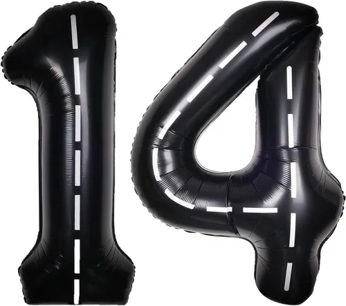 Vista 35 de Coche de carreras de 40 pulgadas, color negro, número 0, gran pista de carreras de helio, 0-9, gigante, digital, 0º papel de aluminio de Mylar