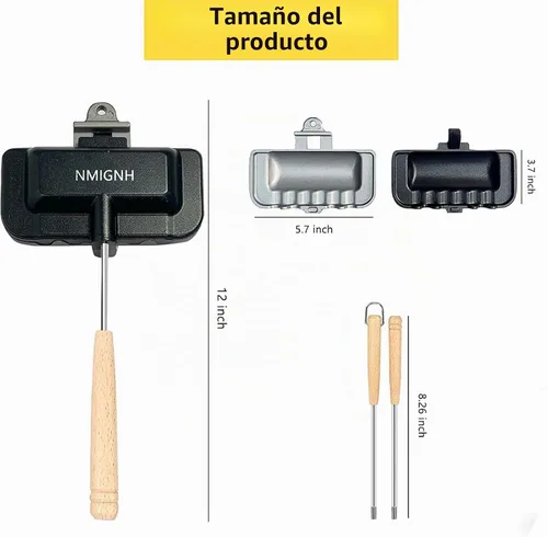 Vista 6 de Sandwichera caliente, sartén para hornear sándwich de doble cara, sartén de doble cara para desayuno, tostadora de perros calientes, máquina