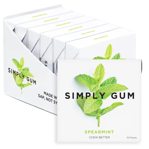 Vista 27 de SIMPLY Gum Canela, goma de mascar natural sin plástico, paquete de 6 (90 piezas) Vegano, Kosher, sin OGM, sin aspartamo y sin sorbitol