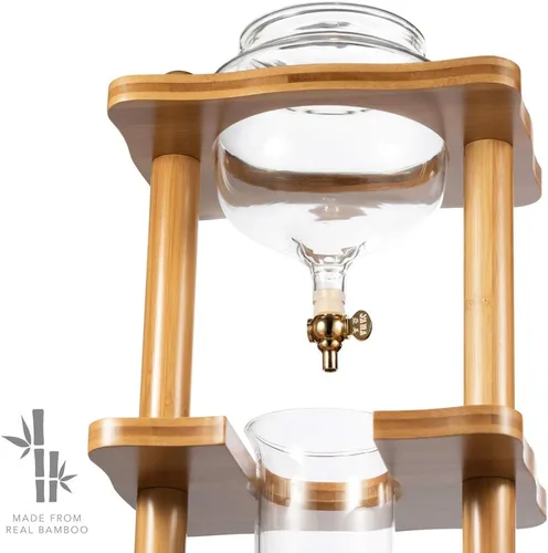 Vista 3 de Yama Cold Brew Maker I Máquina de café frío con tecnología de goteo lento I Hace de 6 a 8 tazas (32 oz), torre de café frío de gran capacidad, marco