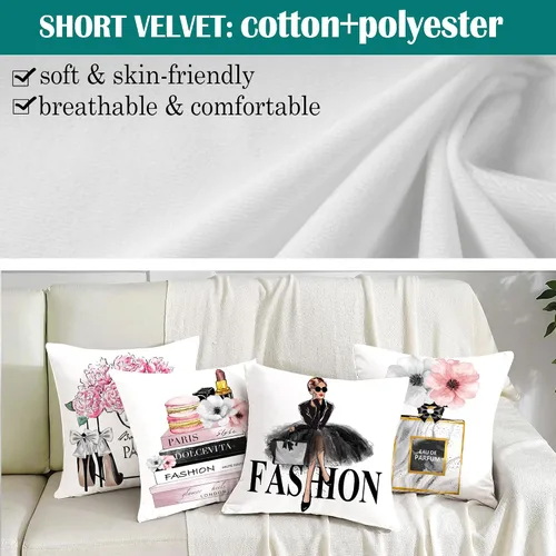 Vista 3 de Juego de 4 fundas de almohada de 18 x 18 pulgadas, bonitas fundas de almohada decorativas a la moda, fundas de almohada para cama, sofá, fundas