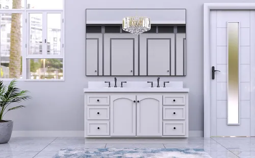 Vista 7 de Espejo rectangular de gran tamaño de 60 x 36 pulgadas para baño, con marco negro, espejos decorativos de pared grandes para baño, sala de estar