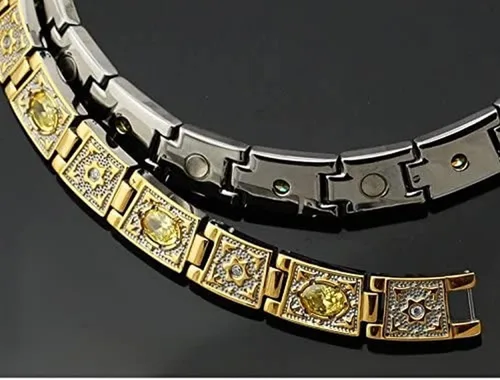 Vista 3 de Collar de titanio grueso de cristal amarillo Collar magnético Collar de cadena con imán (21 pulgadas)