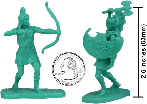 Vista 3 de LOD Trojan WAR - Figuras de plástico Amazon Warrior - 12 piezas de soldados de juguete de mujeres antiguas