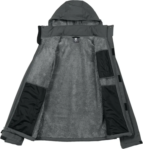 Vista 3 de Little Donkey Andy - Chaqueta de invierno para hombre, forro de sherpa cálido, softshell, cortavientos, para montaña, esquí, nieve, con capucha