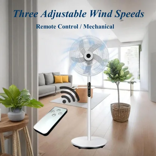 Vista 5 de Ventilador de pedestal oscilante con control remoto, ventilador de pie recargable solar, ventiladores para exteriores con panel solar, ventiladores
