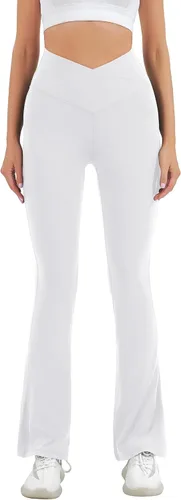 Vista 104 de HEGALY Pantalones de yoga acampanados para mujer, leggings cruzados, suaves, de cintura alta, pantalones casuales de entrenamiento con corte de bota