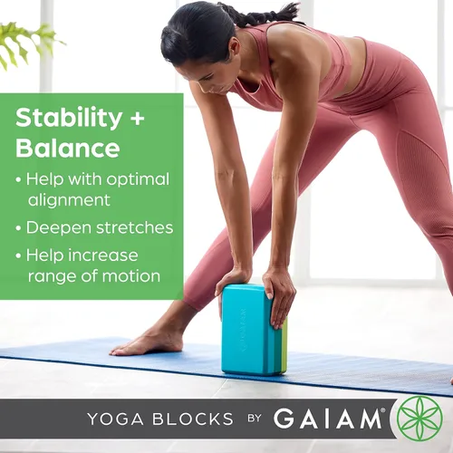 Vista 2 de Gaiam Bloque de yoga – Espuma EVA sin látex – Superficie antideslizante suave con bordes biselados para yoga, pilates, meditación Rubor ateniense