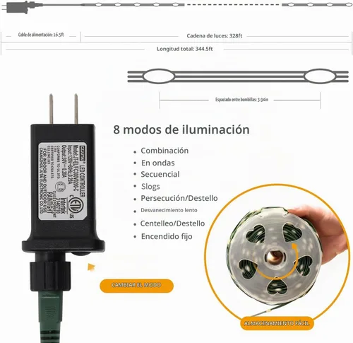 Vista 2 de LJLNION 1000 luces LED de Halloween, 328 pies de largo, guirnalda de luces de hadas para exteriores, impermeable, IP65, luces de alambre de cobre