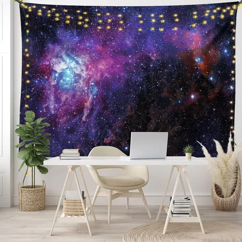 Vista 97 de Ambesonne Tapiz verde, fases lunares alrededor de un árbol de la vida, impresión de diseño bohemio de astrología nocturna, decoración de tela
