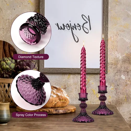 Vista 4 de Portavelas de cristal, 2 piezas de palitos decorativos para velas de pilar para eventos formales, bodas, fiestas, centros de mesa, centros de mesa